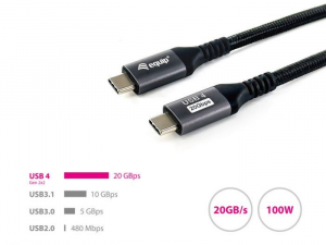 Equip USB-C 4 Gen2x2 4K/60Hz, 20Gbps PD100W kábel 2m (128382)