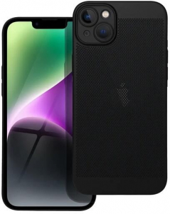 Gigapack Apple iPhone 14 Plus l&eacute;g&aacute;teresztő, lyukacsos műanyag tok fekete (GP-142550)