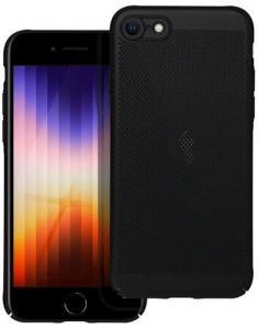 Gigapack Apple iPhone SE 3 (2022) l&eacute;g&aacute;teresztő, lyukacsos műanyag tok fekete (GP-142553)