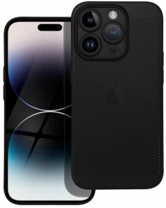 Gigapack Apple iPhone 15 Pro l&eacute;g&aacute;teresztő, lyukacsos műanyag tok fekete (GP-144862)