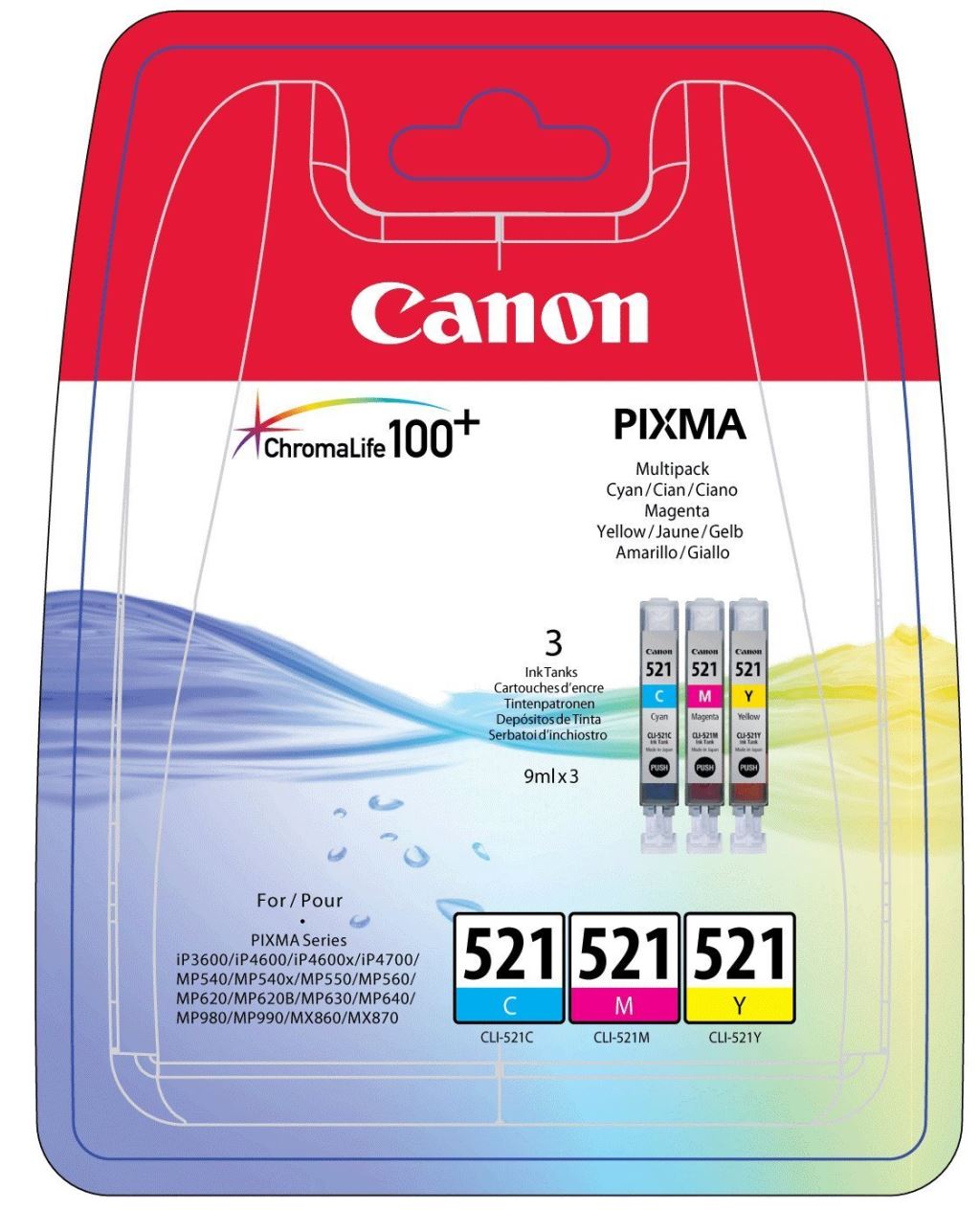 Canon CLI-521 kék, piros, sárga patron multipack