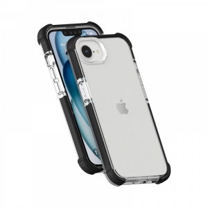 Cellect iPhone 16e ütésálló szilikon tok fekete-átlátszó (CEL-SCK-IPH16E-BK)