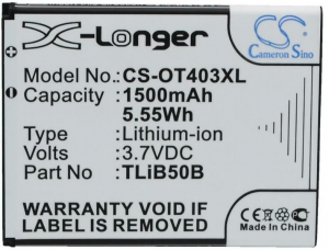Cameron Sino Alcatel OT-2008G Li-Ion (3.7V/1500mAh, Alcatel CAB60B0000C2 kompatibilis) akkumulátor (CS-OT403XL)