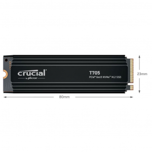 1TB Crucial T705 M.2 NVMe SSD meghajtó hűtőbordával (CT1000T705SSD5)