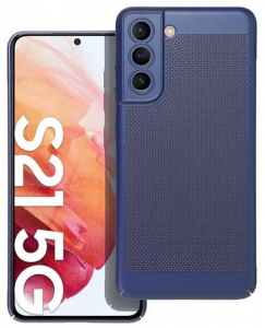 Gigapack Samsung Galaxy S21 FE (SM-G990) légáteresztő, lyukacsos műanyag tok sötétkék (GP-142632)