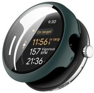 Gigapack Google Pixel Watch 3 45mm műanyag sötétzöld védőkeret és kijelzővédő üveg (GP-164104)