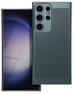Gigapack Samsung Galaxy S23 Ultra (SM-S918) légáteresztő, lyukacsos műanyag tok sötétzöld (GP-142662)
