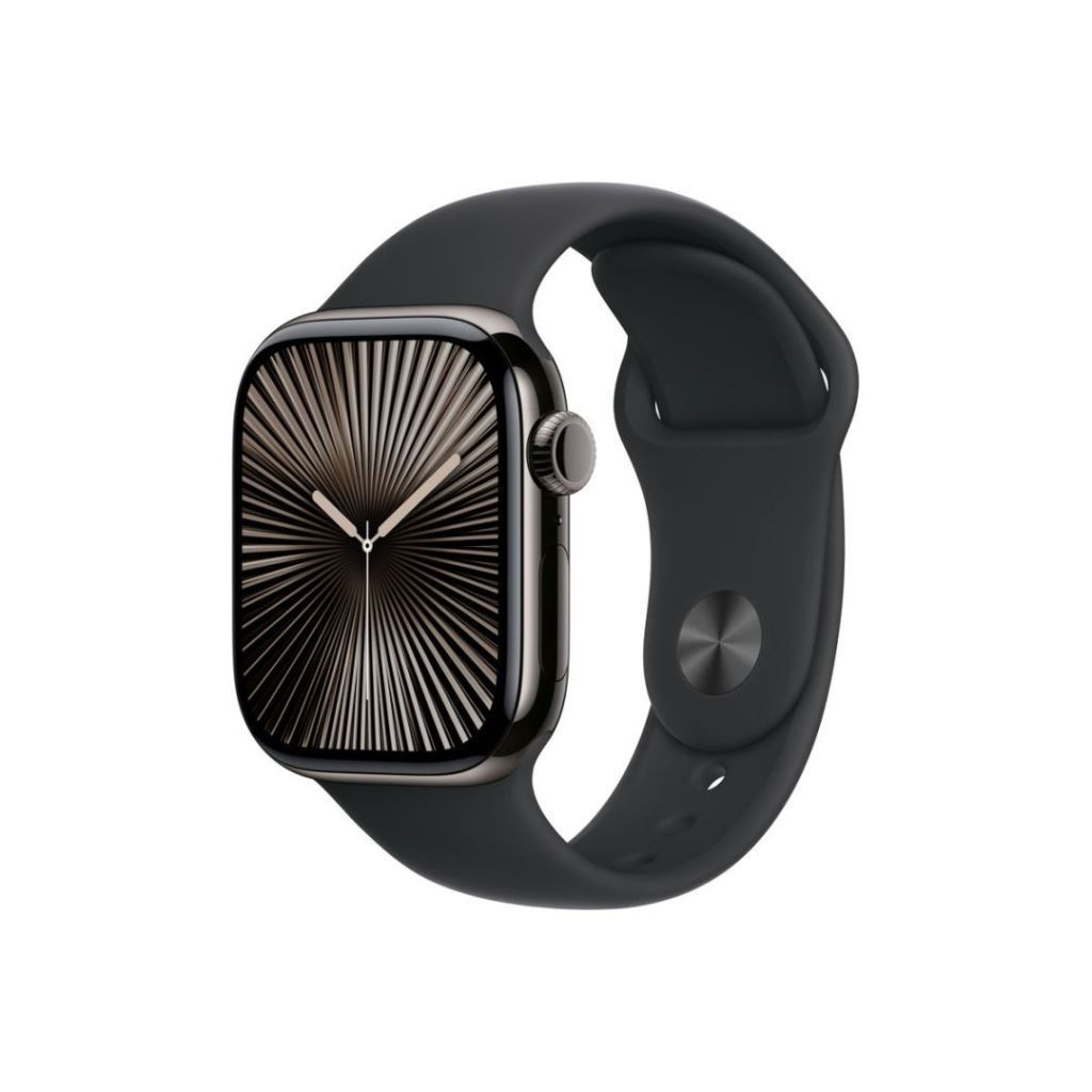 Apple Watch S10 Cellular 42mm titániumtok fekete sport szíjjal, M