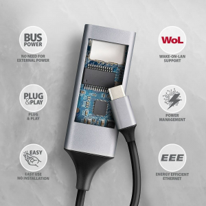 Axagon USB-C 3.2 Gen1 Gigabit Ethernet hálózati adapter (ADE-TXPD)