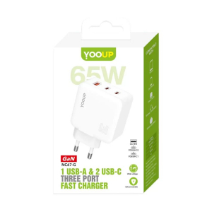 Yooup 1xUSB-A + 2xUSB-C 65W h&aacute;l&oacute;zati t&ouml;ltő (NC67-G)