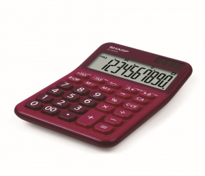 Sharp ELM-335B-RD napelemes asztali számológép piros