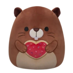 Jazwares Squishmallows: Chip, a barna hód, szívet tartó plüssfigura 20cm (SQVA00856)