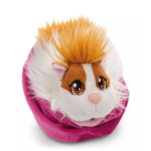 Nici fehér tengerimalac plüssfigura rózsaszín kosárban 12cm (61333)