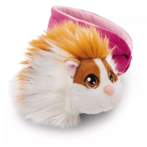 Nici fehér tengerimalac plüssfigura rózsaszín kosárban 12cm (61333)