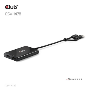 CLUB3D USB-C - 2xDP &aacute;talak&iacute;t&oacute; fekete (CSV-1478)