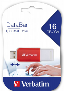 Pen Drive 16GB Verbatim DataBar piros USB 2.0 (49453)