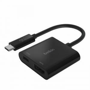 Belkin USB-C - HDMI adapter töltő funkcióval fekete (AVC002btBK)