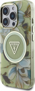 Guess Glitter Magnolia and Triangle Logo Apple iPhone 16 Pro Max tok virágmintás (GUHMP16XHFLPEDN)