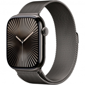 Apple Watch Series 10 (GPS + Cellular) 46mm palaszürke titántok, palaszürke milánói szíj M/L méret (MWYW3)