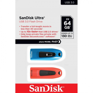 Pen Drive 64GB USB 3.0 SanDisk Ultra piros-k&eacute;k 2db (SDCZ48-064G-G46BR2)