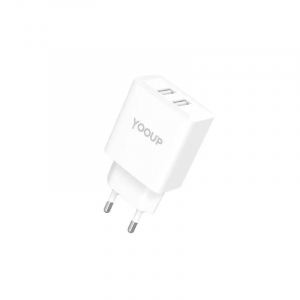 YOOUP 2x USB-A hálózati töltő 12W fehér (NC76-B)