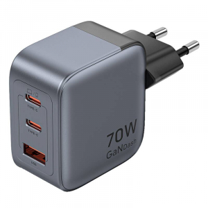 Vention USB-A + 2xUSB-C GaN hálózati töltő 70W szürke (FEXH0-EU)
