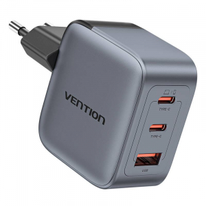 Vention USB-A + 2xUSB-C GaN hálózati töltő 70W szürke (FEXH0-EU)