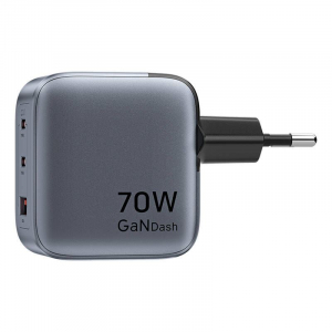 Vention USB-A + 2xUSB-C GaN hálózati töltő 70W szürke (FEXH0-EU)