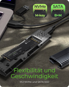 RaidSonic ICY BOX IB-1808MCT-CU31 külső M.2 NVMe/SATA SSD ház fekete