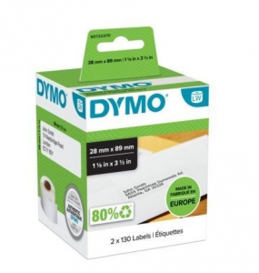 DYMO "LW" Feliratoz&oacute;g&eacute;p szalag 89x28 mm 2db feh&eacute;r (S0722370)