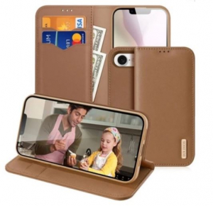 Dux Ducis Hivo Apple iPhone 16e k&aacute;rtyazsebes val&oacute;di bőr tok barna (GP-167034)