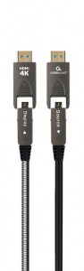 Gembird CCAP-HDMIDD-AOC-10M Active Optical (AOC) High speed HDMI D-A cable with Ethernet, premium 10m fekete
