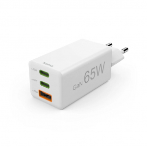 Hama 2x USB-C, 1x USB-A hálózati töltő 65W fehér (00201996)