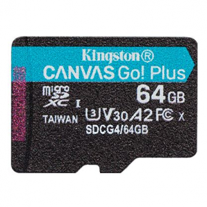 64GB microSD Kingston Canvas Go! Plus UHS-I U3 V30 A2 mem&oacute;riak&aacute;rtya (SDCG4/64GBSP)