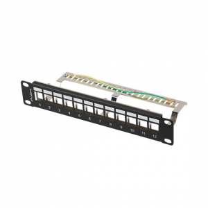 Lanberg &uuml;res patch panel 12 port 1U 10" FTP fekete (PPKS-9212-B)