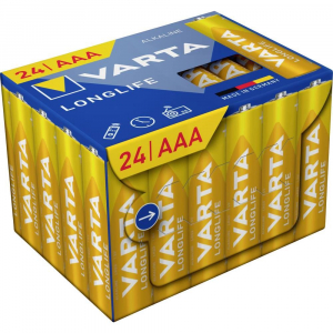 Varta Longlife AAA alk&aacute;li mang&aacute;n mikroelem 1.5V cube pack 24db (4103301134)