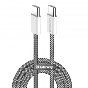 ColorWay USB Type-C - USB Type-C szőtt bor&iacute;t&aacute;s&uacute; adat- &eacute;s t&ouml;ltők&aacute;bel 1m fekete (CW-CBPDCC061-BK)