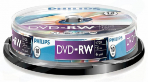 Philips DVD-RW4.7GB 4X &uacute;jra&iacute;rhat&oacute; DVD lemez hengeres 10db/cs (PH386290)