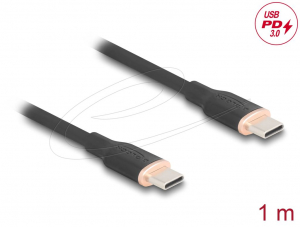 Delock USB-C PD 3.0 60W szilikon k&aacute;bel 1m fekete (81238)