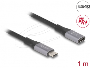 Delock USB-C PD 3.1 240 W hosszabb&iacute;t&oacute; k&aacute;bel 1m fekete (81201)
