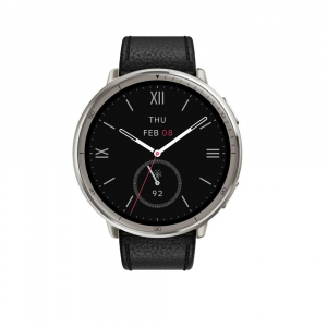 Amazfit Active 2 NFC (Round) okosóra fekete bőrszíj (XMAMAACT2RNDLEA)
