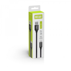ColorWay USB-A - MicroUSB adat- &eacute;s t&ouml;ltők&aacute;bel 25cm fekete (CW-CBUM048-BK)