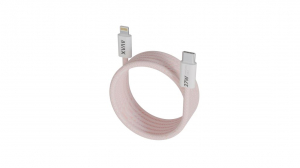 AVAX MAGNETY USB-C - Lightning fonott bor&iacute;t&aacute;s&uacute; m&aacute;gneses gyorst&ouml;ltő k&aacute;bel 1m r&oacute;zsasz&iacute;n (CB611P)