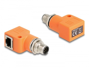 Delock M12 A-k&oacute;dolt adapter 8 tűs apa - RJ45 anya Cat.5e narancs (60627)