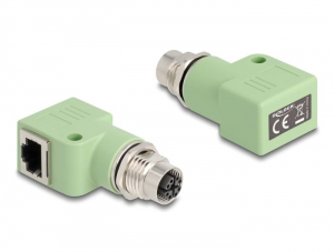 Delock M12 X-k&oacute;dolt adapter 8 tűs anya - RJ45 anya Cat.5e z&ouml;ld (60684)
