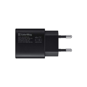 ColorWay USB t&ouml;ltő adapter, Power Delivery Port PPS USB Type-C (25W)  fekete (CW-CHS033PD-BK)