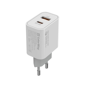 ColorWay USB töltő adapter, Power Delivery Port PPS USB (Type-C PD + USB QC3.0) (30W) white (CW-CHS037PD-WT)