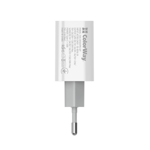 ColorWay USB töltő adapter, Power Delivery Port PPS USB (Type-C PD + USB QC3.0) (30W) white (CW-CHS037PD-WT)