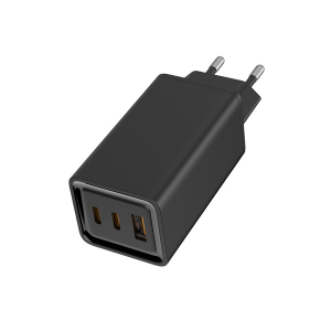 ColorWay USB t&ouml;ltő adapter, GaN3 Pro Power Delivery (USB-A + 2 USB TYPE-C) (65W) fekete (CW-CHS039PD-BK)