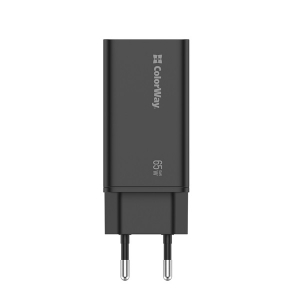 ColorWay USB t&ouml;ltő adapter, GaN3 Pro Power Delivery (USB-A + 2 USB TYPE-C) (65W) fekete (CW-CHS039PD-BK)